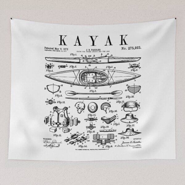 Item preview, Kayak Lover Kayaking Kayaker Paddle Vintage Patent Print designed and sold by GrandeDuc.