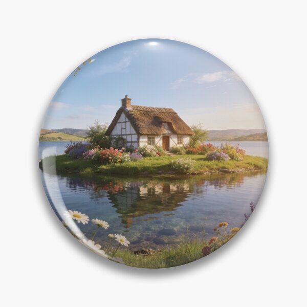 Item preview, Peaceful Flower Cottage by the Open Water designed and sold by BlareBlare.