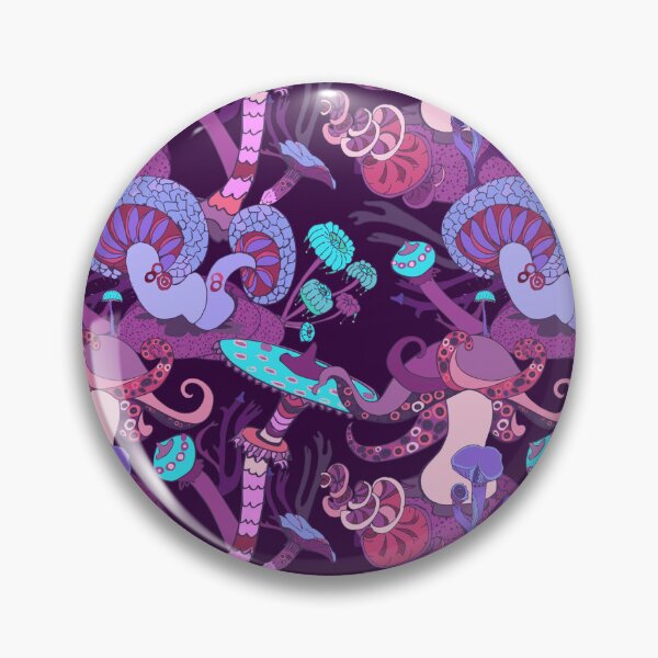 Item preview, Psychedelic Mushroom Forest Pattern – Dark Fantasy Seamless Woodland Design designed and sold by RJACreative.