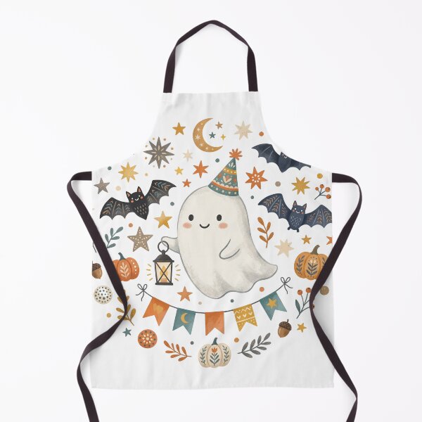 Item preview, Cute Floating Ghost with Bats Watercolor Halloween Art designed and sold by Biwbiwty.