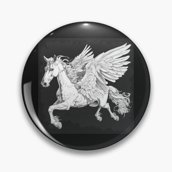 Item preview, Black and White Pegasus Winged Horse Art designed and sold by inkoutninja.