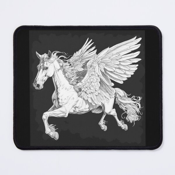 Item preview, Black and White Pegasus Winged Horse Art designed and sold by inkoutninja.