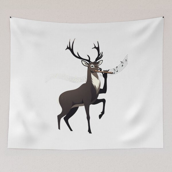 Item preview, Deer Playing Flute | Musical Wildlife Art designed and sold by NatureHarmony16.
