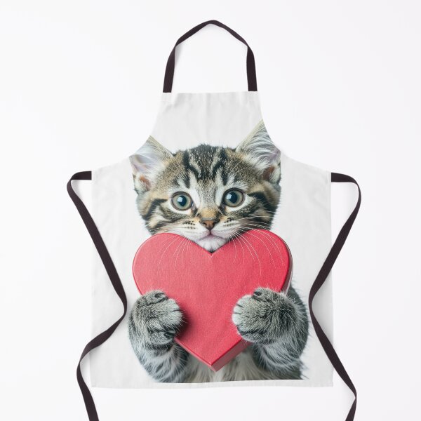 Item preview, Realistic Wide-Eyed Tabby Kitten Holding Red Heart Poster - Whimsical Aesthetic Pet Portrait - Glossy Big Eyes Cat Wall Art designed and sold by WildGentlemen.