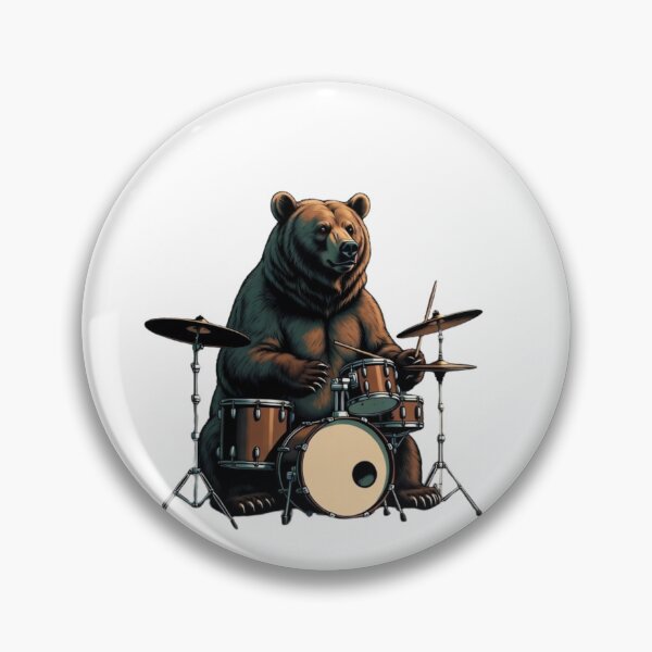 Item preview, Bear Playing Drums | Mountain Music Wildlife Art designed and sold by NatureHarmony16.