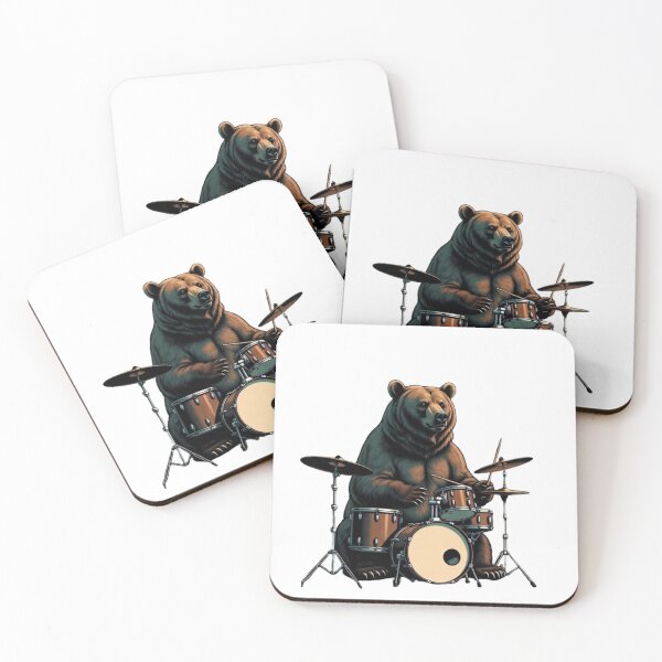 Item preview, Bear Playing Drums | Mountain Music Wildlife Art designed and sold by NatureHarmony16.