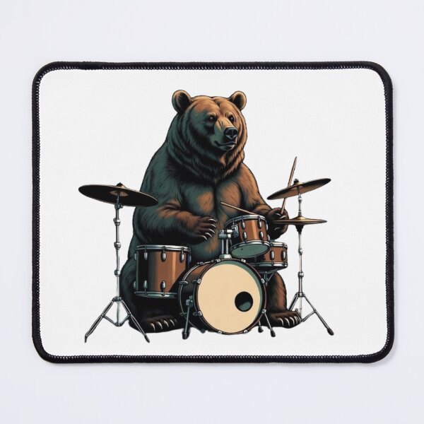 Item preview, Bear Playing Drums | Mountain Music Wildlife Art designed and sold by NatureHarmony16.