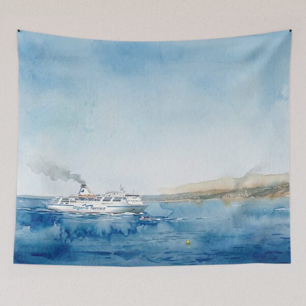 Item preview, Algérie Ferries Vessel in Watercolor Style  designed and sold by M.ALK.Watercolor.