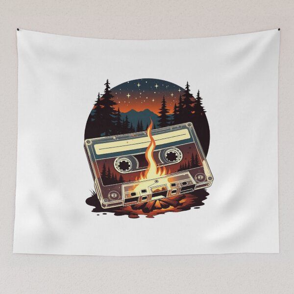 Item preview, Cassette Tape Campfire | Vintage Music Night Forest Art designed and sold by NatureHarmony16.