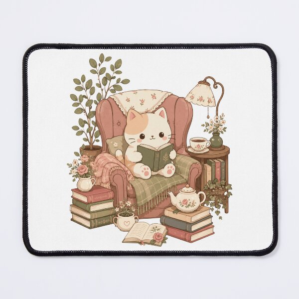 Item preview, Cottagecore Cat Reading Book Shirt — Cute Bookish Cat Tea Cozy Aesthetic Gift for Book Lovers designed and sold by MaynyStudio.