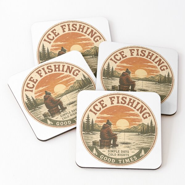 Item preview, Ice Fishing Shirt Vintage Badge — Simple Days Cold Nights Good Times Retro Outdoor Gift for Fishermen designed and sold by MaynyStudio.