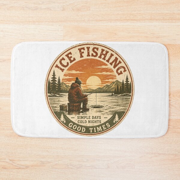 Item preview, Ice Fishing Shirt Vintage Badge — Simple Days Cold Nights Good Times Retro Outdoor Gift for Fishermen designed and sold by MaynyStudio.
