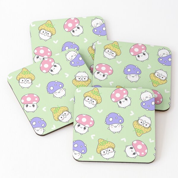 Item preview, Cute Kawaii Mushroom Friends Pattern – Adorable Cottagecore Seamless Design designed and sold by RJACreative.