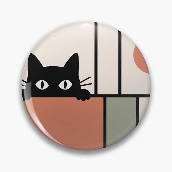 Item preview, Cute Black Cat Art, Minimalist Mondrian Style Art designed and sold by Studio pod Burom.