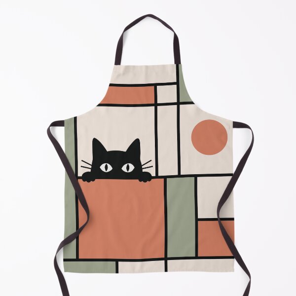Item preview, Cute Black Cat Art, Minimalist Mondrian Style Art designed and sold by Studio pod Burom.