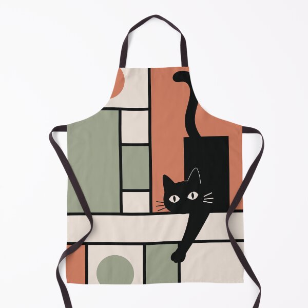 Item preview, Minimalist Black Cat Art, Soft Mondrian Color Palette designed and sold by Studio pod Burom.