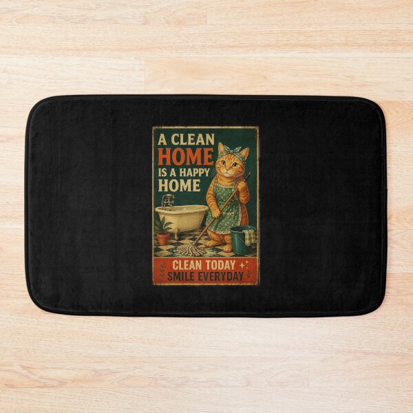 Item preview, Vintage Cleaning Cat Poster with Happy Home Retro Charm designed and sold by eliramaison.