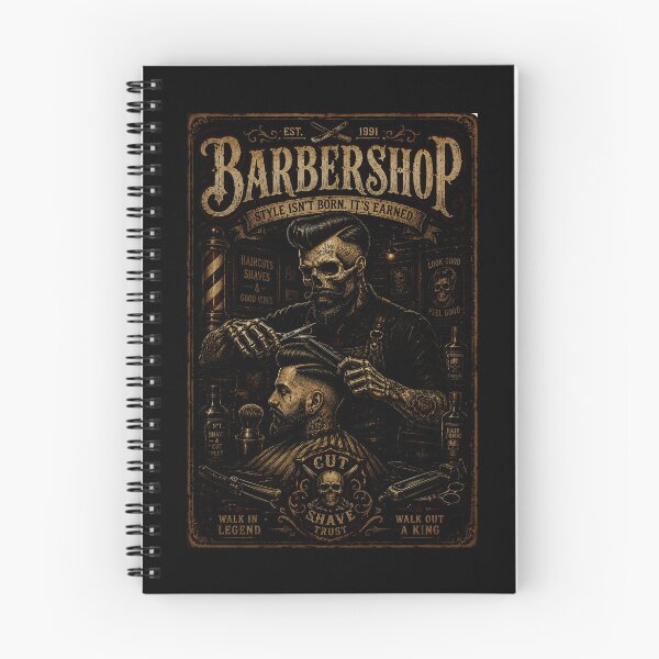 Item preview, Vintage Skull Barber with Classic Barbershop Old School Vibes designed and sold by Modaozushi216.