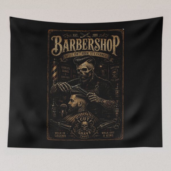 Item preview, Vintage Skull Barber with Classic Barbershop Old School Vibes designed and sold by Modaozushi216.