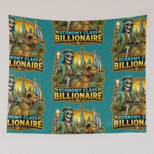 Item preview, Economy Class Billionaire Skeleton Camel Rider Dubai Sticker | Luxury Travel Parody Skeleton Art designed and sold by Ecocrushstudio.