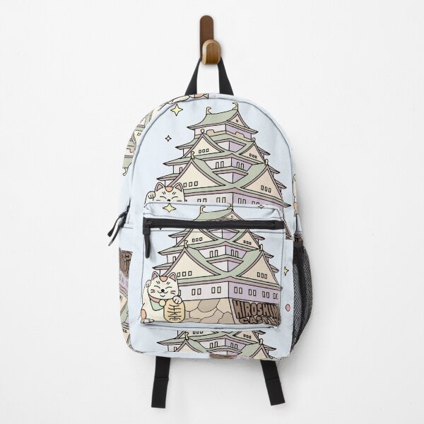 Item preview, Cute Hiroshima Castle Illustration with Lucky Cat & Stars designed and sold by Blupunk.