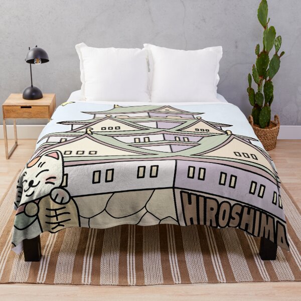 Item preview, Cute Hiroshima Castle Illustration with Lucky Cat & Stars designed and sold by Blupunk.