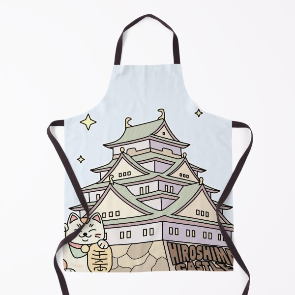 Item preview, Cute Hiroshima Castle Illustration with Lucky Cat & Stars designed and sold by Blupunk.