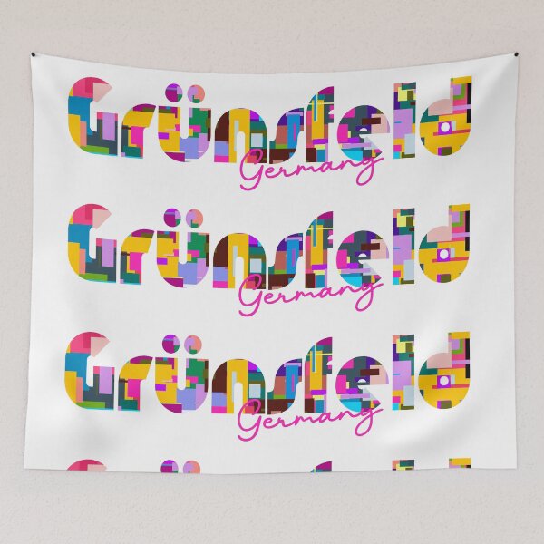 Item preview, Grünsfeld, Germany, Vibrant Abstract City Typography Art designed and sold by Wanderful-roads.