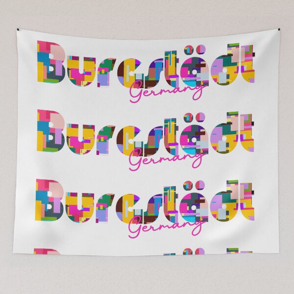 Item preview, Burgstädt, Germany, Vibrant Abstract City Typography Art designed and sold by Wanderful-roads.