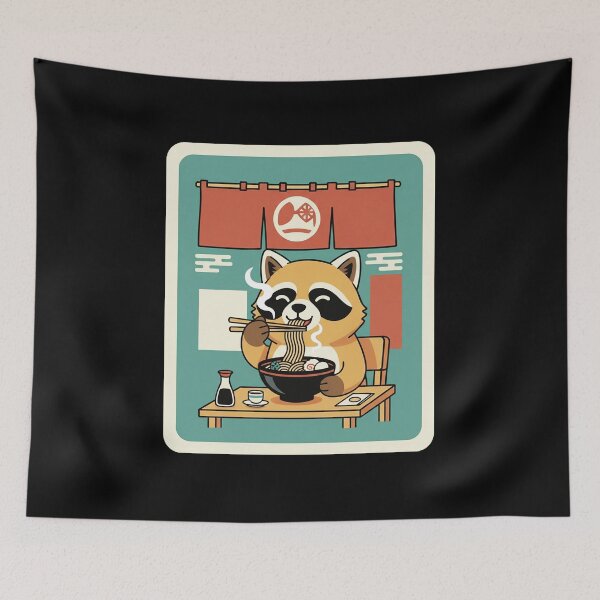 Item preview, Raccoon Eating Ramen in a Cozy Noodle House Scene designed and sold by JordynLadukeg65.