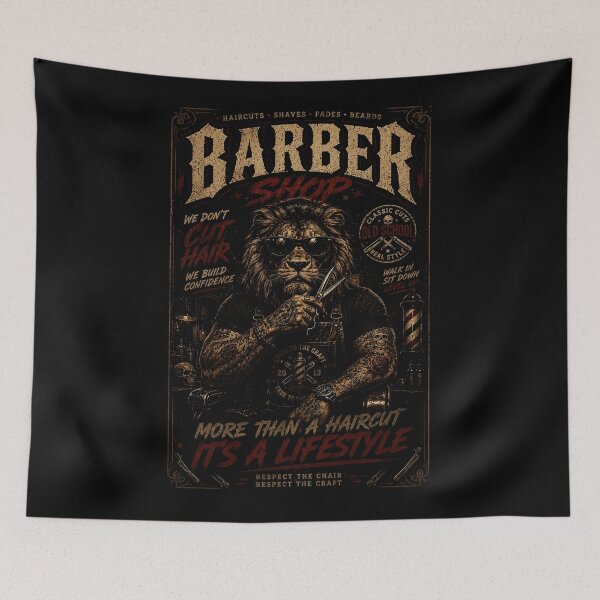 Item preview, Vintage Lion Barber Poster with Bold Grooming Shop Atmosphere designed and sold by Modaozushi216.