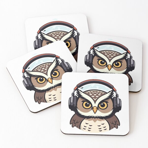 Item preview, Owl with Headphones | Night Music Forest Art designed and sold by NatureHarmony16.