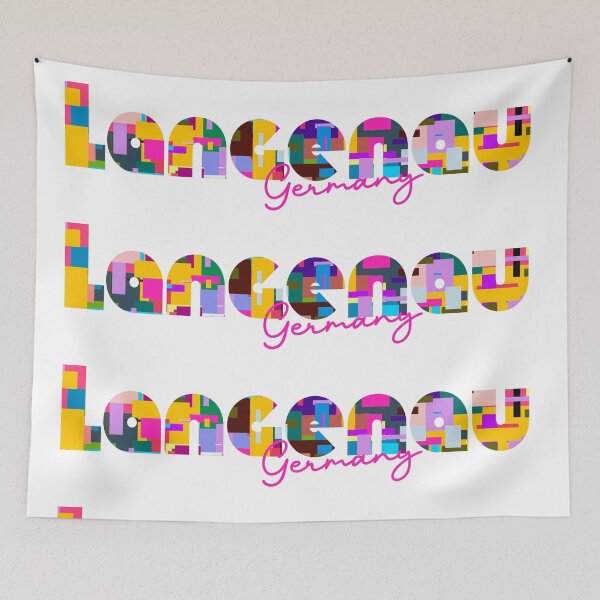 Item preview, Langenau, Germany, Vibrant Abstract City Typography Art designed and sold by Wanderful-roads.