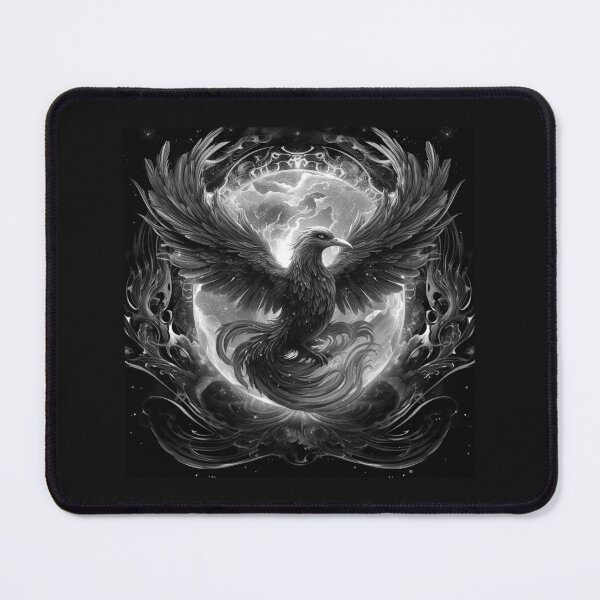 Item preview, Black and White Phoenix Rising Fantasy Bird Art designed and sold by inkoutninja.
