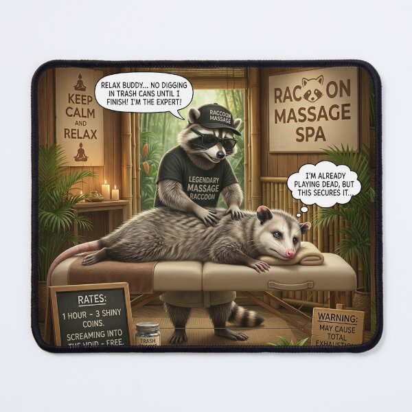 Item preview, Raccoon Massage Spa Funny Possum Work Burnout designed and sold by SoftAuraStudi0.