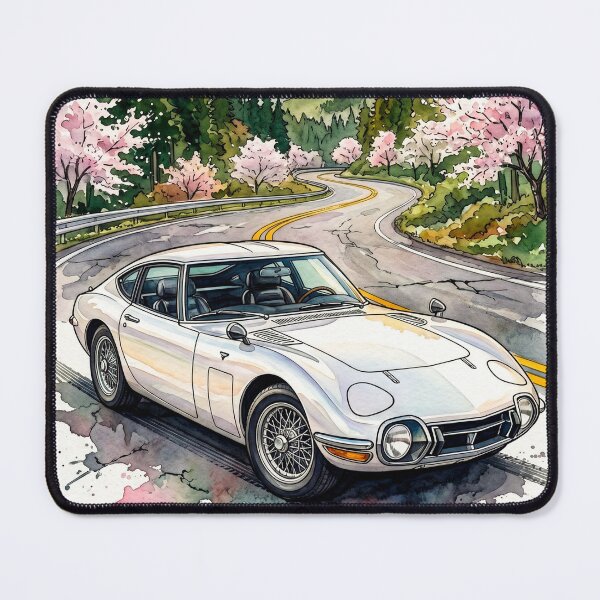 Item preview, Classic Japanese Sports Car Watercolor Mountain Road Illustration designed and sold by RevUpDesign.