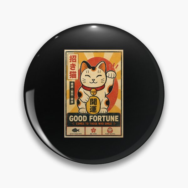 Item preview, Lucky Waving Cat Vintage Japanese Inspired Good Fortune Poster designed and sold by eliramaison.