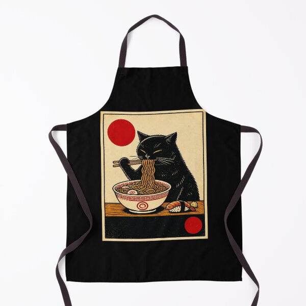 Item preview, Black Cat Slurping Ramen Retro Japanese Food designed and sold by ferminhays.