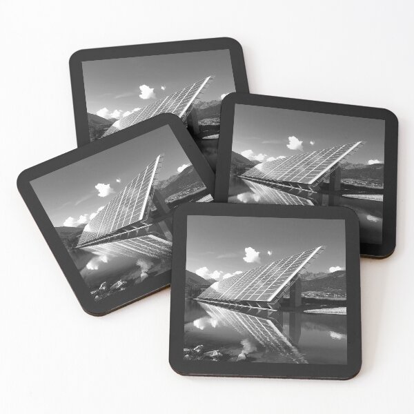Item preview, Black and White Solar Panel Reflection Landscape designed and sold by inkoutninja.