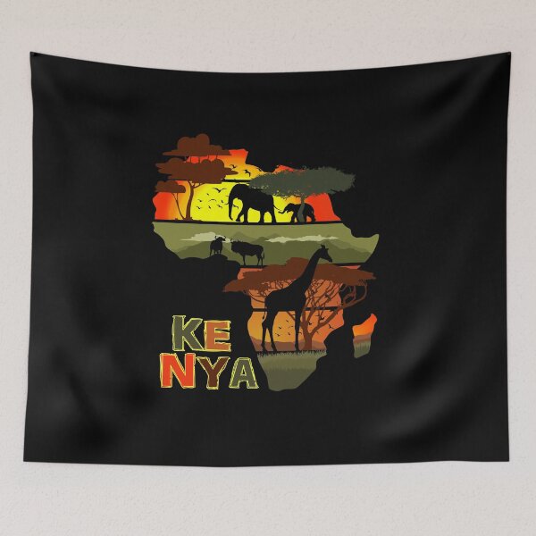 Item preview, Kenya Africa Safari Wildlife Sunset Silhouette designed and sold by marke770.