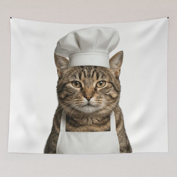 Item preview, Funny Pixie-Bob Cat Chef Realistic Animal Cooking Humor Art designed and sold by LazyOwlStore.