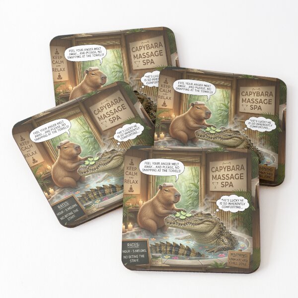 Item preview, Capybara Massage Spa Funny Alligator Anger Management designed and sold by SoftAuraStudi0.
