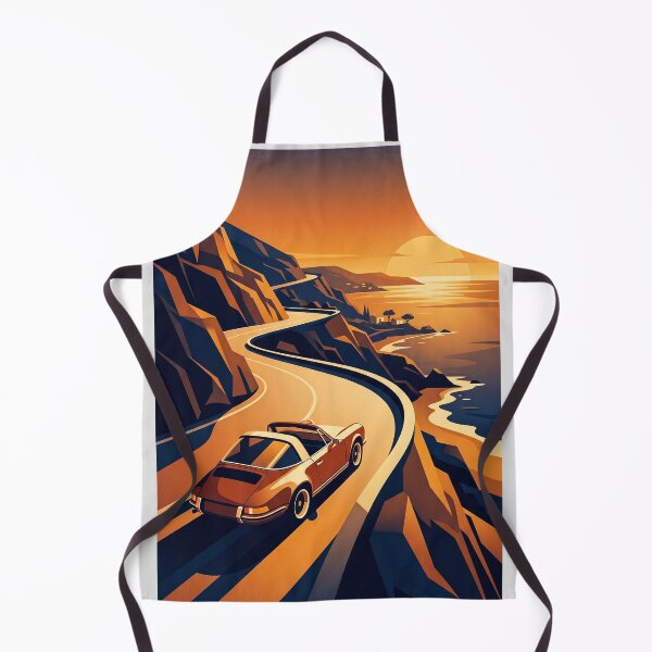 Item preview, Minimalist Retro Sports Car Vector Art On Coastal Drive designed and sold by RevUpDesign.