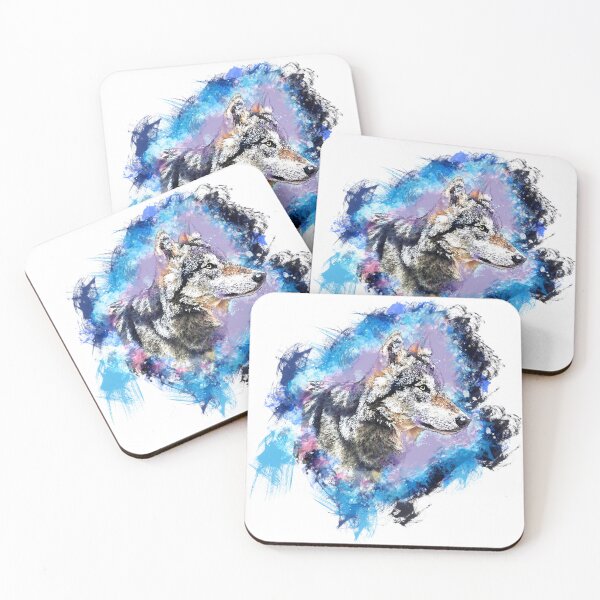 Artikelvorschau, Mystischer Galaxienwolf – Farbenfrohe Aquarell-Tierkunst entworfen und verkauft von A-M-G-Shop.