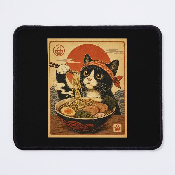 Item preview, Cute Ramen Cat Vintage Japanese Style Noodle Bowl designed and sold by eliramaison.