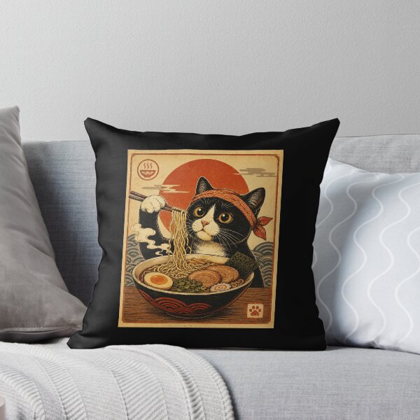 Item preview, Cute Ramen Cat Vintage Japanese Style Noodle Bowl designed and sold by eliramaison.