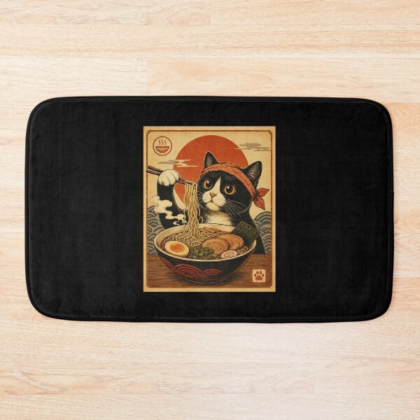 Item preview, Cute Ramen Cat Vintage Japanese Style Noodle Bowl designed and sold by eliramaison.