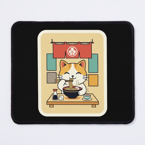 Item preview, Cute Ramen Cat Enjoying Noodles in Cozy Japanese Eatery designed and sold by JordynLadukeg65.