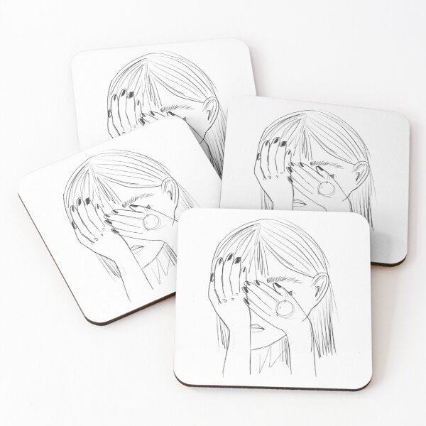 Item preview, Minimalist Crying Sad Girl Line Art Sketch designed and sold by mitteeberlin.