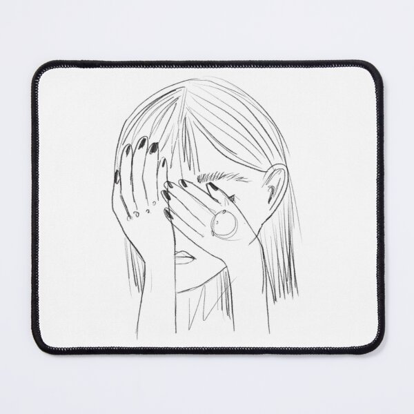 Item preview, Minimalist Crying Sad Girl Line Art Sketch designed and sold by mitteeberlin.